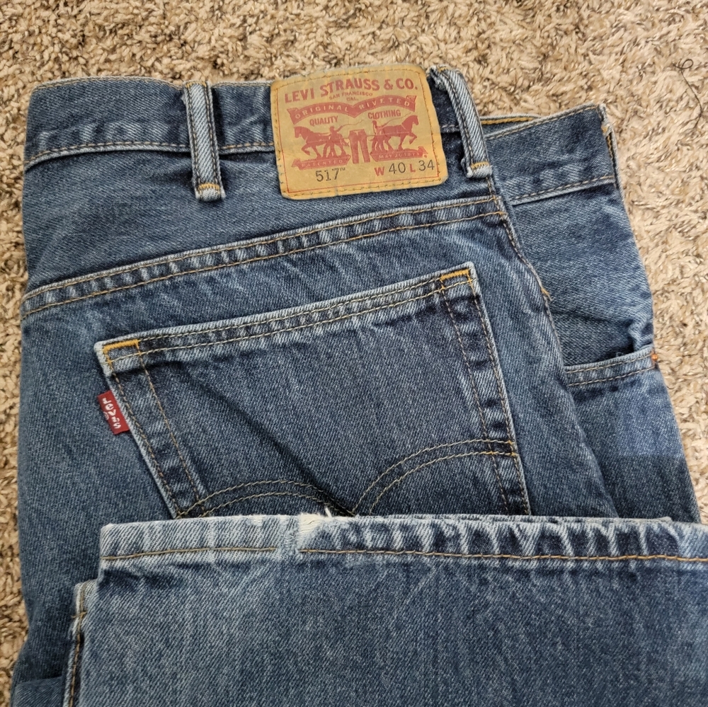 3 pair very light natural distressing levi 517's bootcut 40x34 jeans